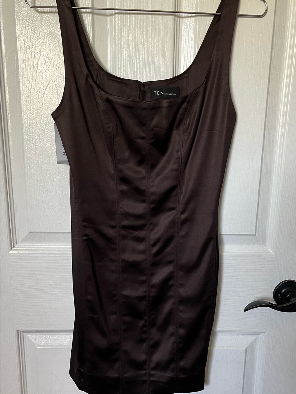 TEN by Babaton Chocolate Brown Satin Sheath Dress - Aritzia